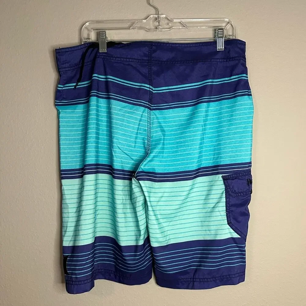 Hurley Men’s 32 Blue Striped Board Shorts Swim Trunks Surf Beach